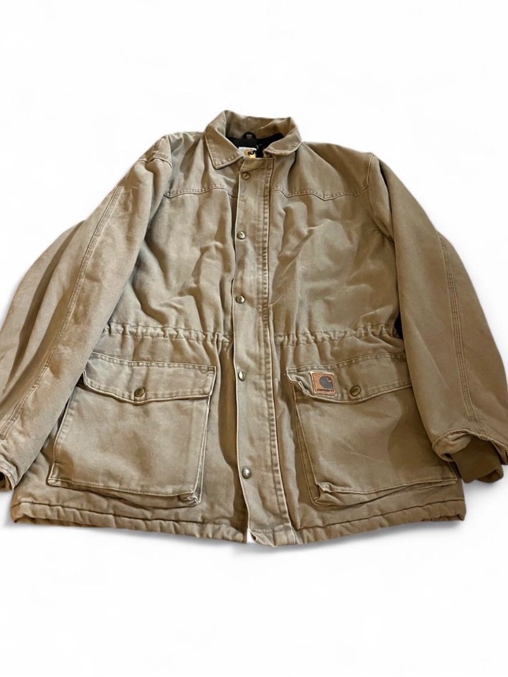 Vintage Carhartt Blanket C46DES Quilt Lined Duck Brown Coat Size M Jacket 90s